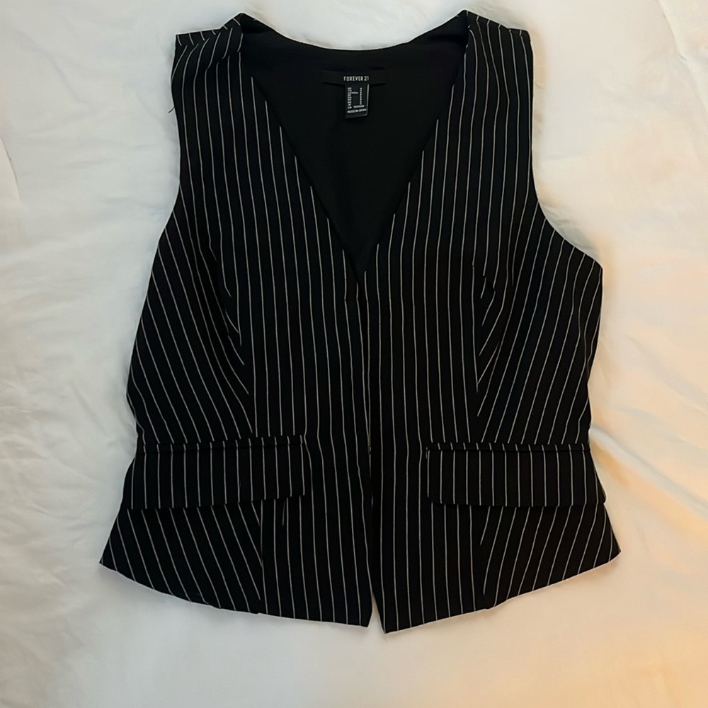 Pin stripe black vest